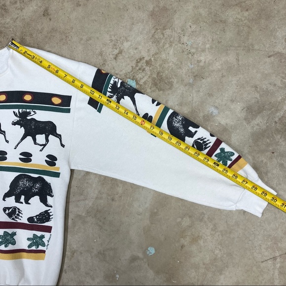 Michigan Rag Co. VTG 80s Bear and Moose Print Sweatshirt Crewneck Sz Large USA - Picture 11 of 11